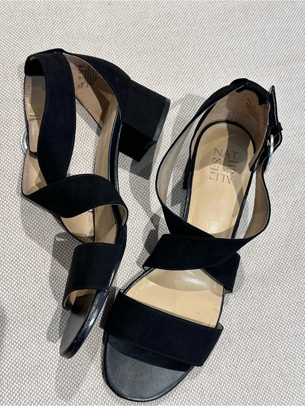 Naturalizer Black Suede Block Heel Sandals